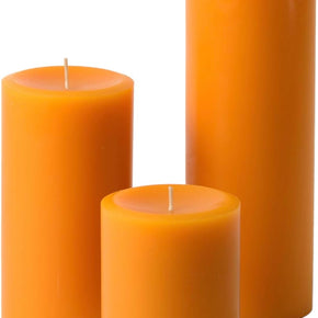 - Assorted Unscented Solid Color Pillar Candles (Set of 3) for Home Décor, Wedding Receptions (Orange)