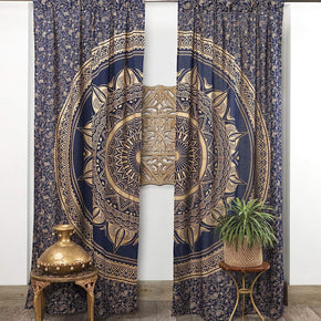 Indian Hippie Bohemian Beautiful Passion Ombre Color Mandala Curtain Panels Blue Gold