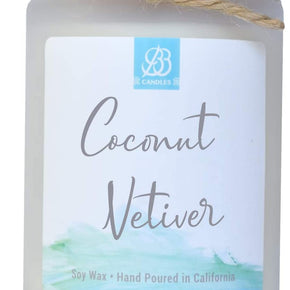 Coastal Essentials Natural Soy Hand Poured Candle, Coconut Vetiver Scent, Fragrant Coastal Candle with Strong Scents, Artisan Candle, 12Oz, 90+ Hours Burn Time