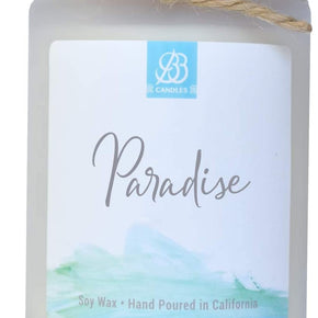 Coastal Essentials Natural Soy Hand Poured Candle, Paradise Scent, Fragrant Coastal Candle with Strong Scents, Artisan Candle, 12Oz, 90+ Hours Burn Time