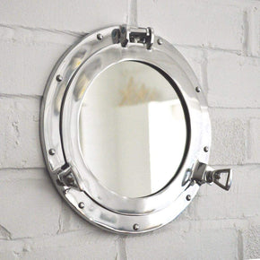 Wall Mounted Vintage Nautical Ship Porthole Mirror for Home Decor | Pirate'S Maritime Nautical Themed Decor | Vanity Mirror (15 INCHES, Nickel Chrome)