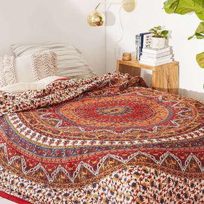 Tapestry Wall Hanging Hippie Mandala Bohemian Psychedelic Hippy Intricate Floral Design Indian Magical Thinking Tapestries Bedspread 84 X 90 Inches (215Cm X 230Cm) Red Yellow
