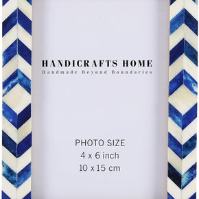 Picture Frames - Chic Boho Wall Décor Photo Frame, Blue-White 4" X 6"