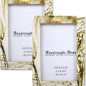 Photo Picture Frames 4X6 Deco Marble 2 Pack Handmade Collection